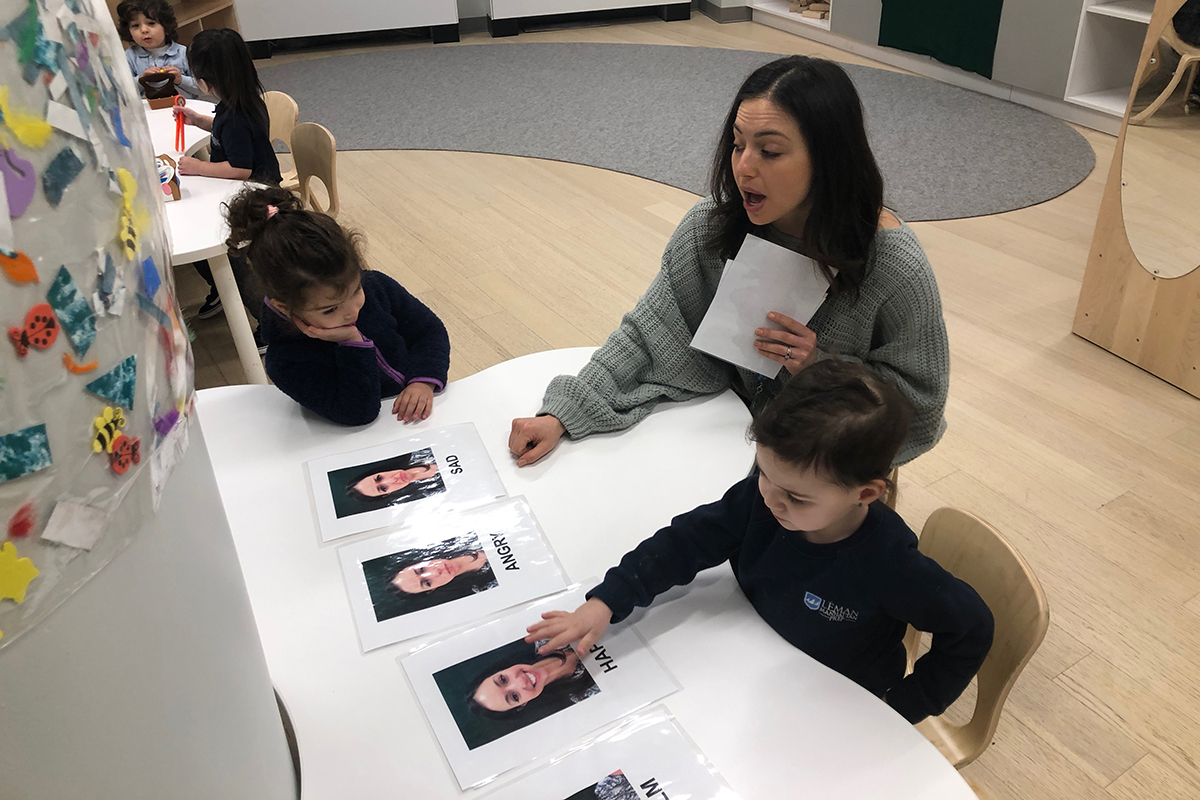 A student identifies emotions in photographs.