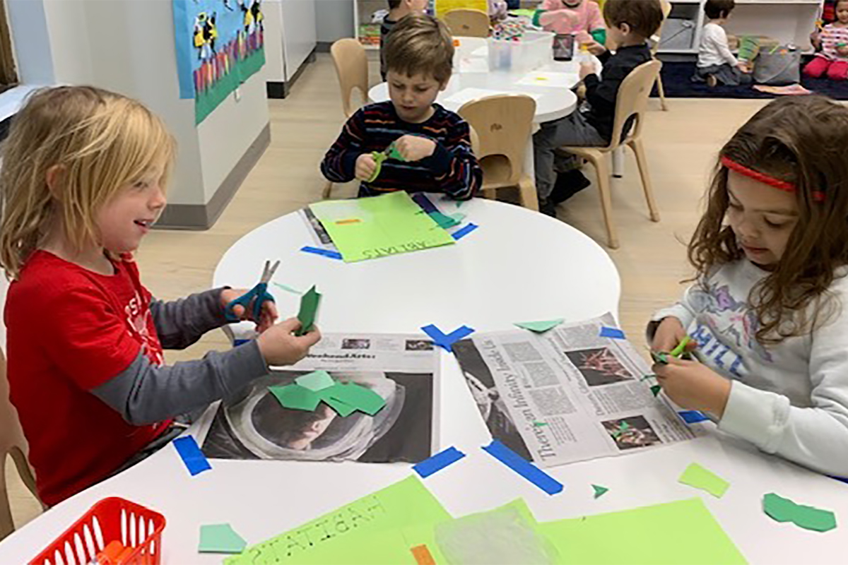 Children working at a table