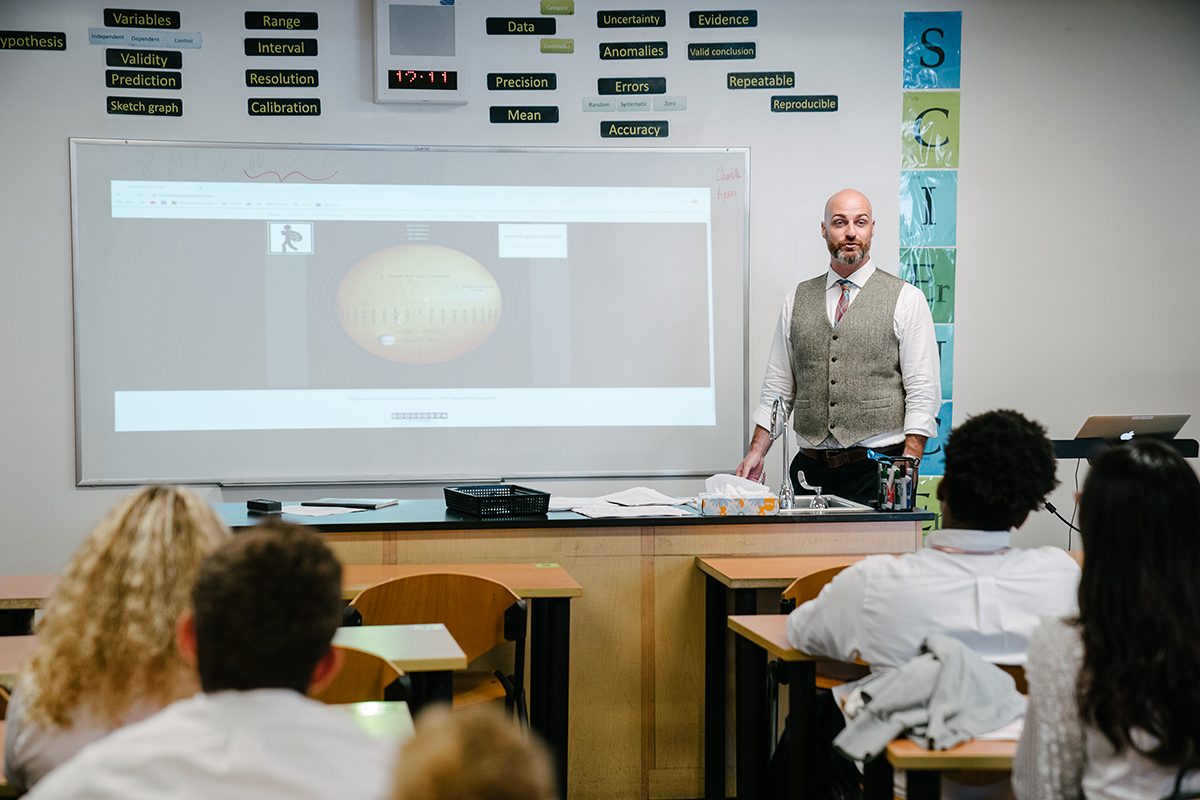 Teacher in front of a classroom 