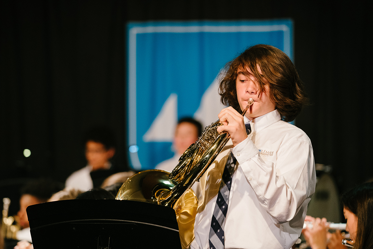 Jordan Petan playing the French Horn