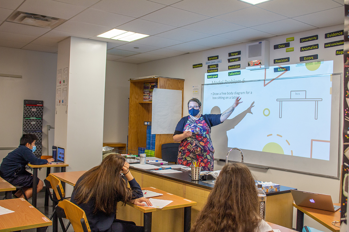 Teacher lecturing in a classroom